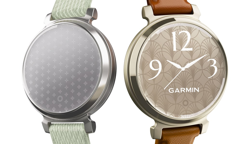 displej hodine Garmin lily 2 vlevo vypnutý, vpravo zapnutý